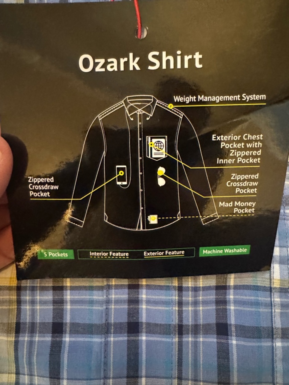 Scottevest Mens Blue Plaid Ozark Button Down Shirt Sz L Casual Office 5 Pocket - Picture 8 of 13